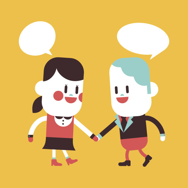 人物插图设计。女孩和男孩说话卡通，eps图片下载