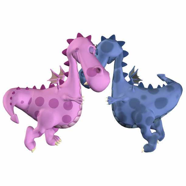 一对龙的插图图片下载