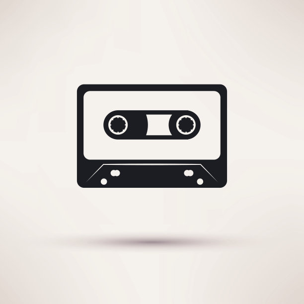 音频卡带矢量图标单声道扁平风格。图片下载