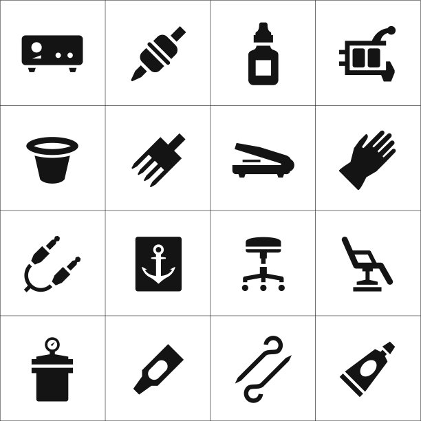 设置纹身设备和配件的图标图片下载