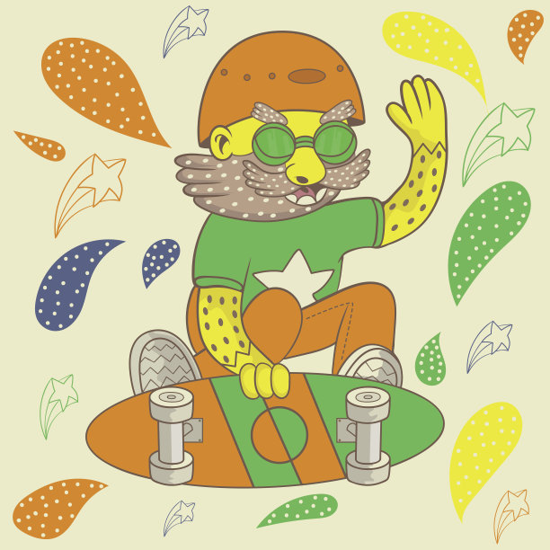 有胡子的滑板手表演一个戏法。图片下载