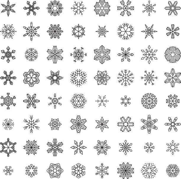 矢量集概述雪花。素材图片