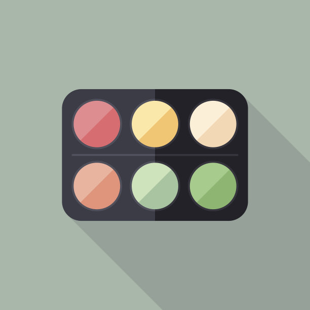 眼影调色板平方形图标与长阴影。图片下载