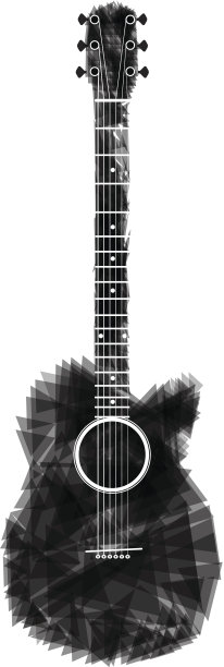 吉他黑色抽象孤立矢量插图图片下载