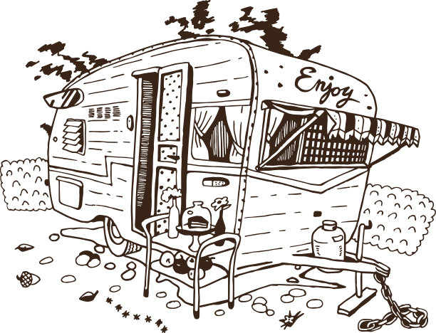 野营车，复古风格图片下载