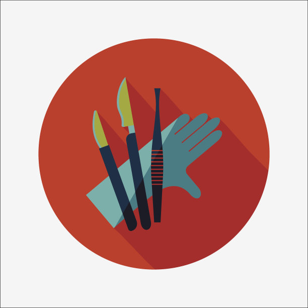 手术器械平面图标与长阴影图片下载