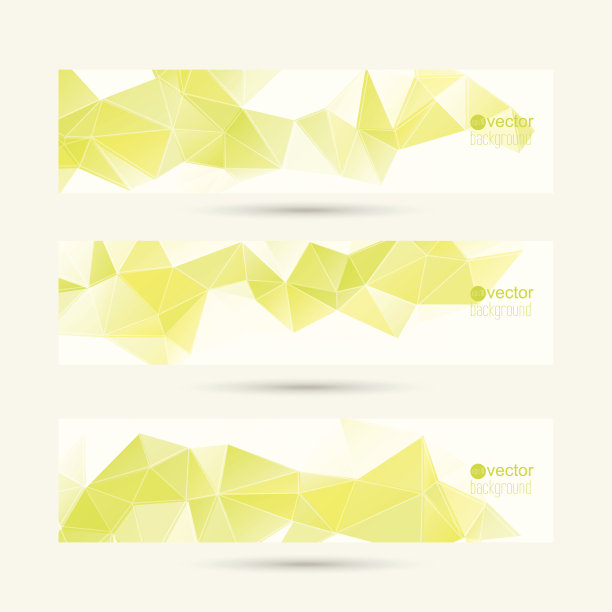一组矢量横幅与三角形和多边形网格。图片下载