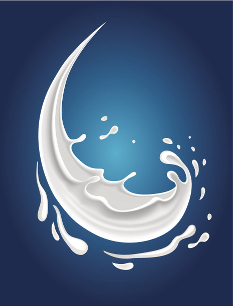 蓝色背景上孤立的牛奶飞溅图片下载