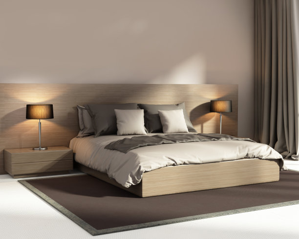 现代典雅的暗米色豪华卧室图片下载