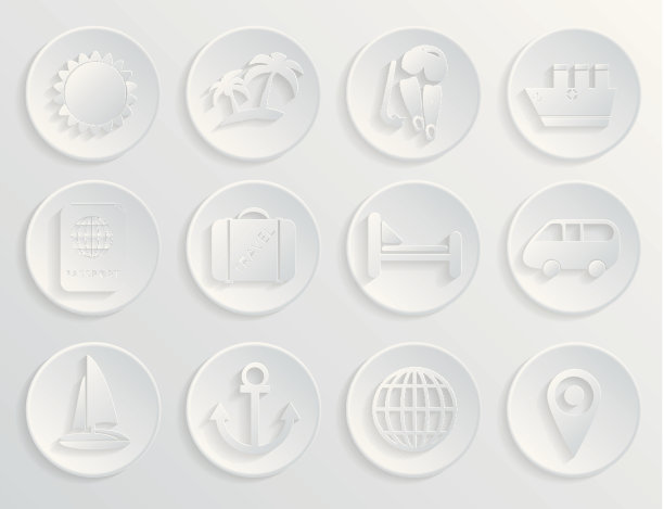 旅行图标设置为白色背景。Eps10图片下载