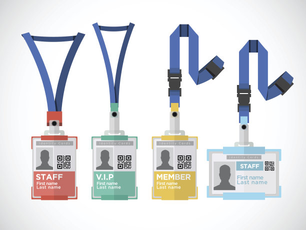 挂绳，姓名标签持有人结束徽章模板-矢量插图图片下载