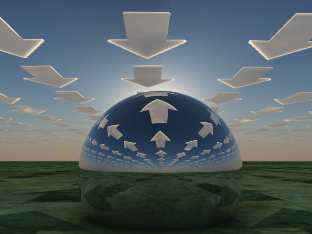 箭云反射在镜像球图片下载