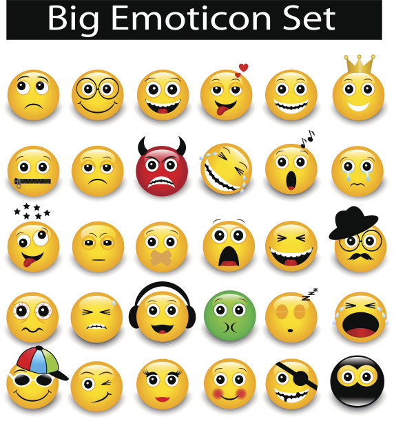 设置一个圆形的黄色表情素材图片