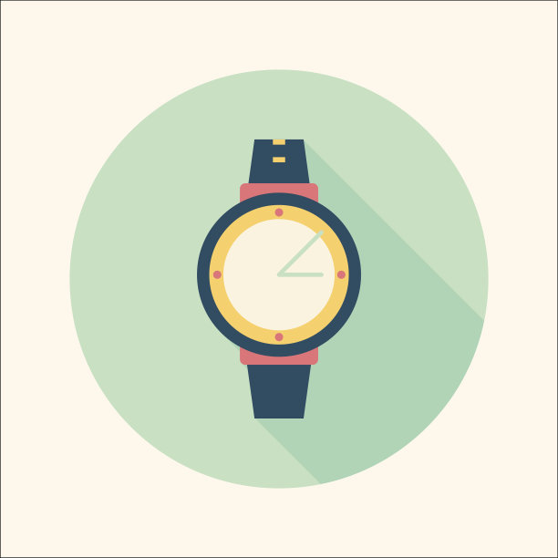 腕表平面图标与长影子图片下载
