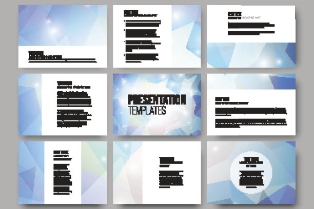 9个矢量模板的演示幻灯片。彩色图形图片下载