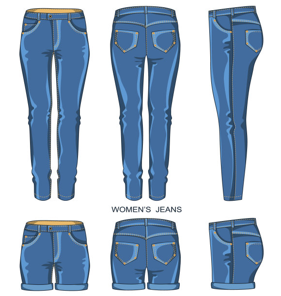 女士牛仔裤、长裤和短裤图片下载