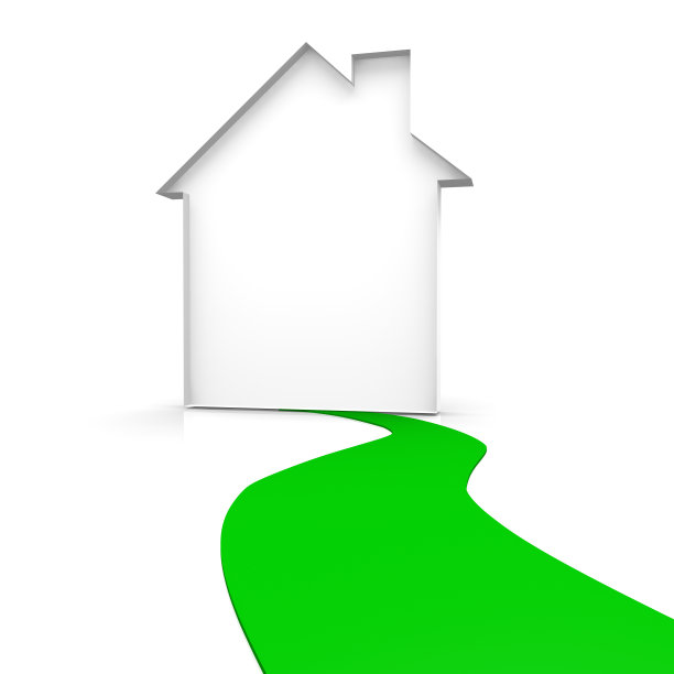 房子和一条绿色的路图片下载