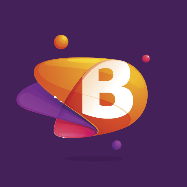 具有原子轨道彩色图标的字母B图片下载