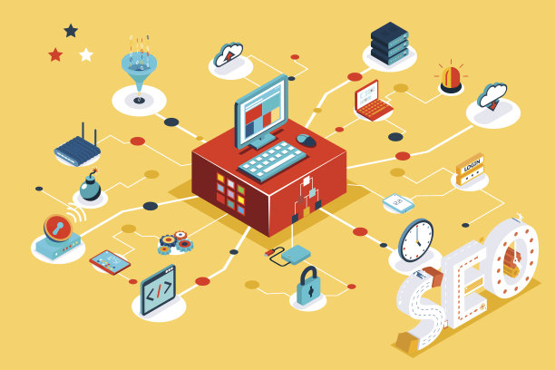 等距三维seo信息图概念素材图片