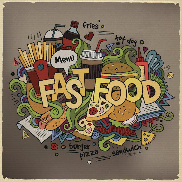 快餐手绘涂鸦元素背景图片下载