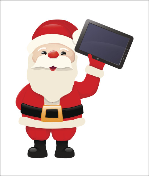 用平板电脑的圣诞老人图片下载