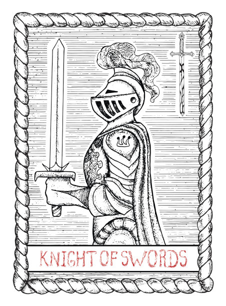 骑士的剑。塔罗牌卡图片下载