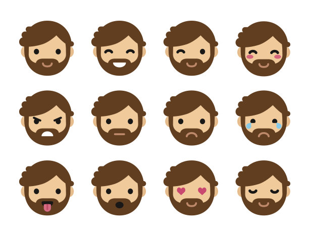 可爱的扁平男性表情符号图片下载