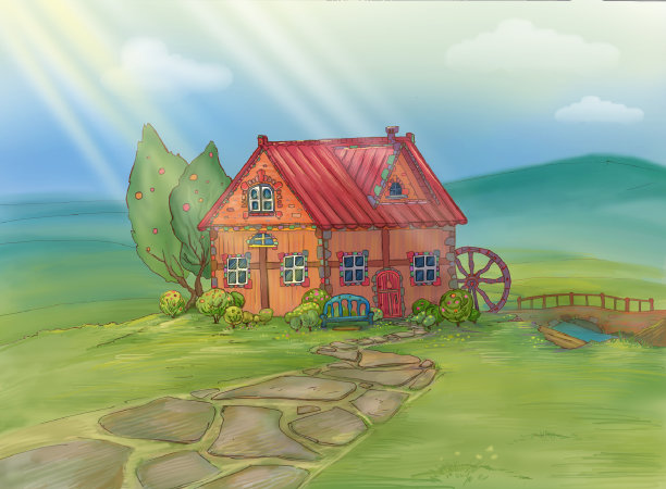 的房子。轧机。美丽的房子在大自然图片下载