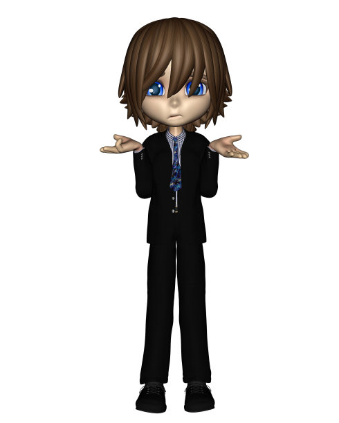 可爱的卡通商人-耸耸肩图片下载