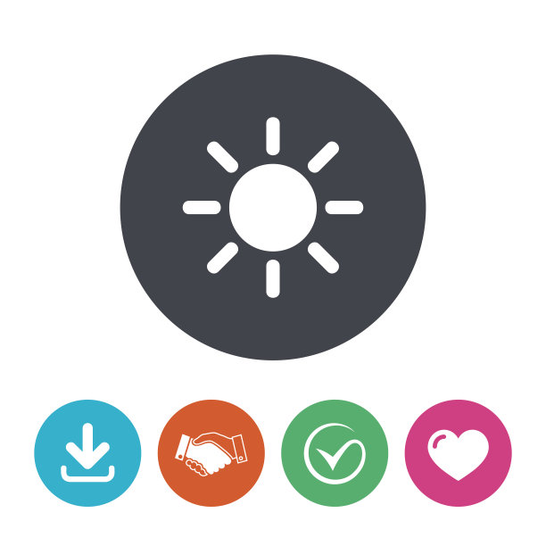 太阳星座图标。日晷的象征。热按钮图片下载