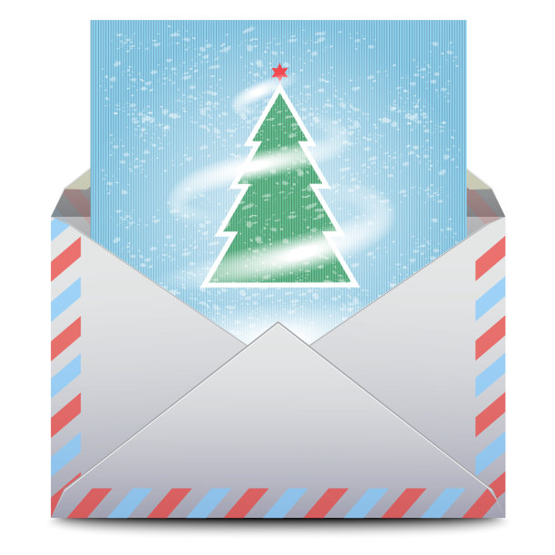 信封里有一棵皮草树，圣诞快乐。图片下载