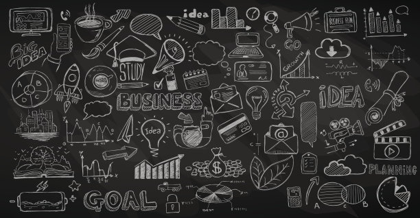 商业涂鸦素描集:信息图元素孤立，素材图片