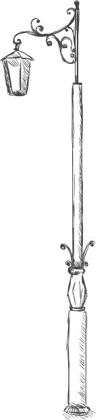 矢量素描老式路灯图片下载
