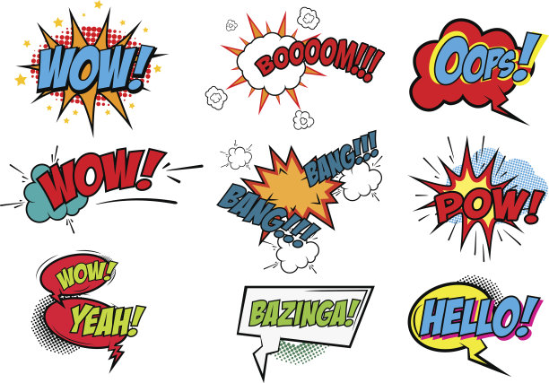 一套漫画文字，流行艺术风格素材图片