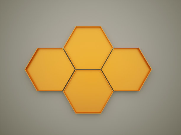 橙色六角形细胞背景图片下载