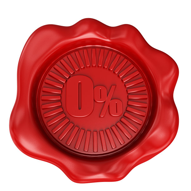 3D渲染蜡印章与0%标签图片下载
