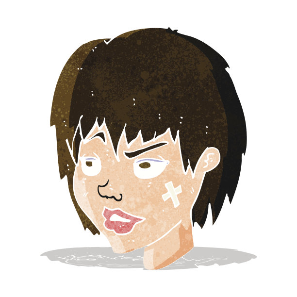 脸上贴着石膏的卡通女人图片下载