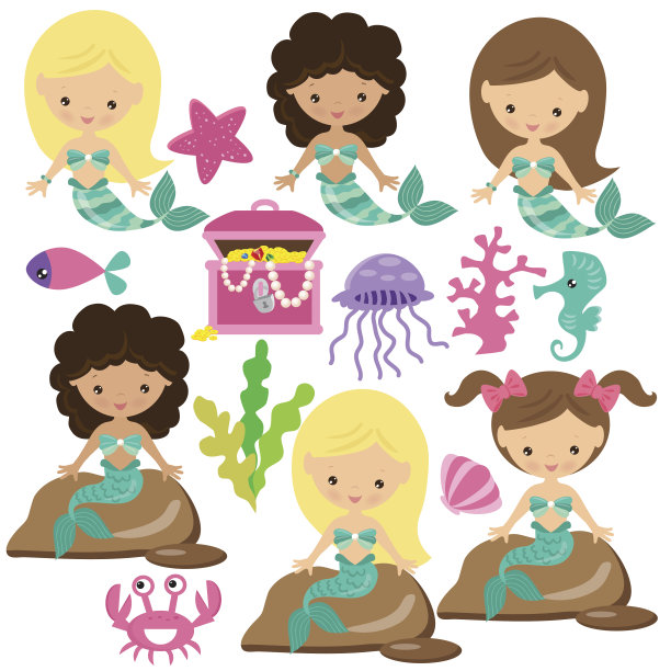 美人鱼矢量图图片下载