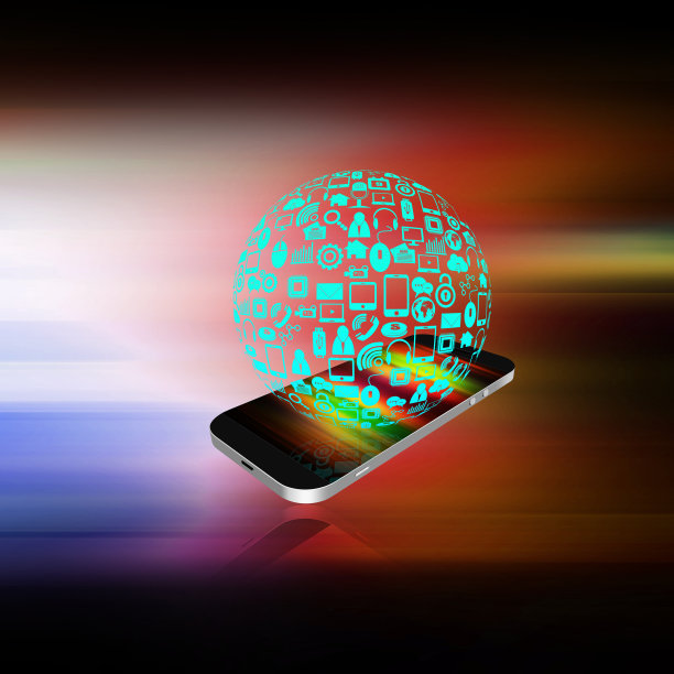 社交媒体与手机在抽象的背景图片下载