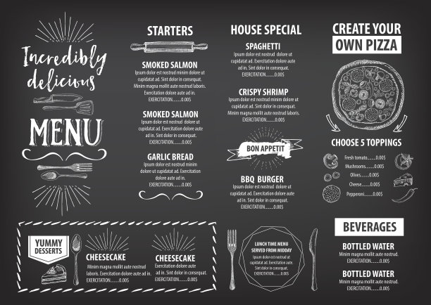 餐厅的食品菜单。图片下载