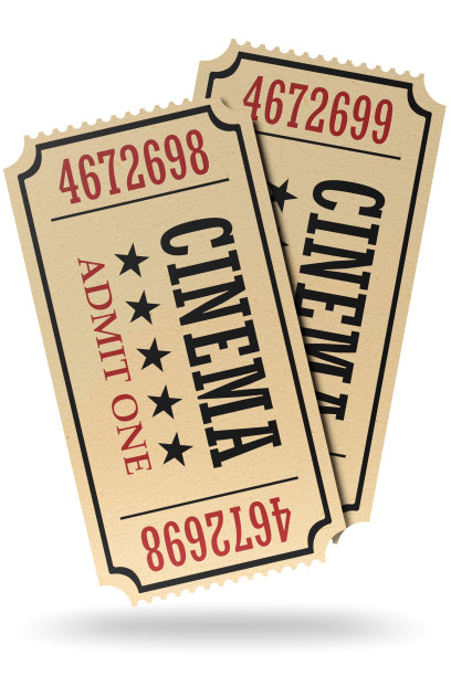 两张被阴影隔开的复古电影票素材图片