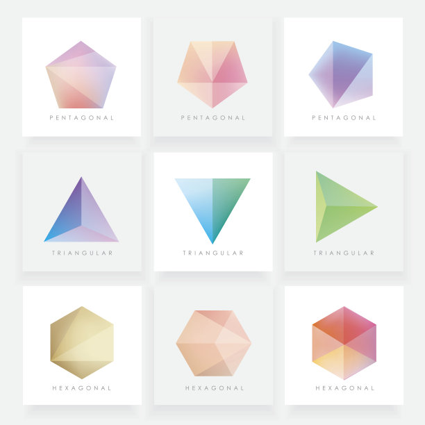 彩色集合软网格面水晶宝石设计图片下载