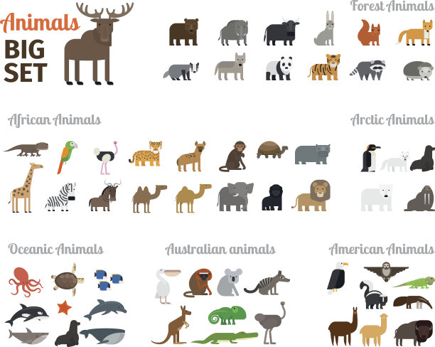 扁平风格的动物图片下载