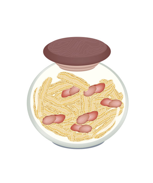 白色背景花生豆荚罐图片下载