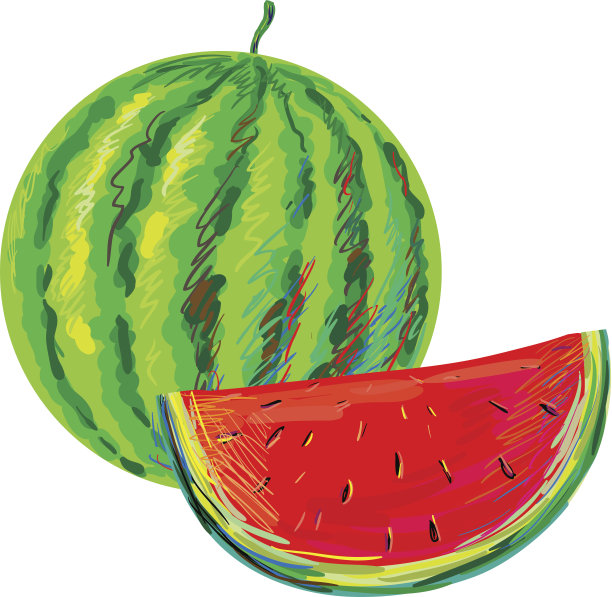 艺术西瓜和西瓜片素材图片