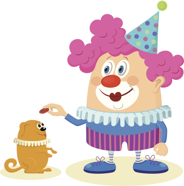 小丑和训练有素的狗图片下载