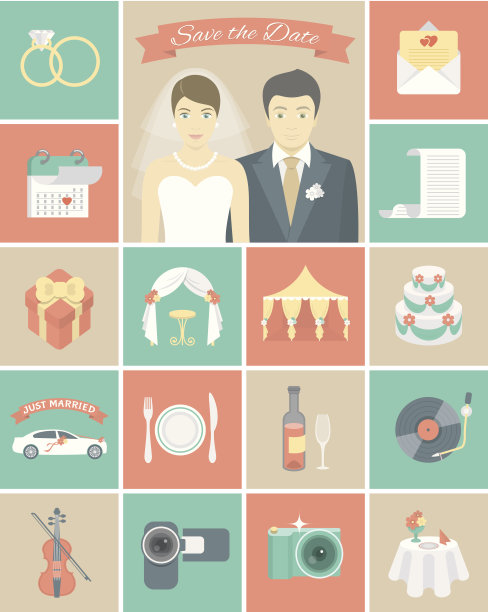 广场上的婚礼标志图片下载