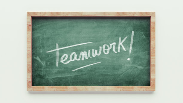 团队合作绿色粉笔画图片下载