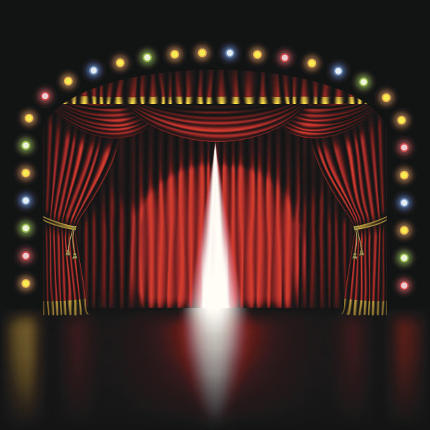 红幕拉开的舞台图片下载