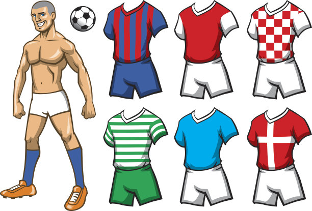 穿着各种球衣的足球运动员图片下载